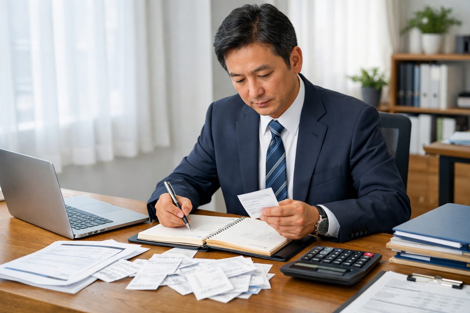 経費書類を整理する不動産オーナー