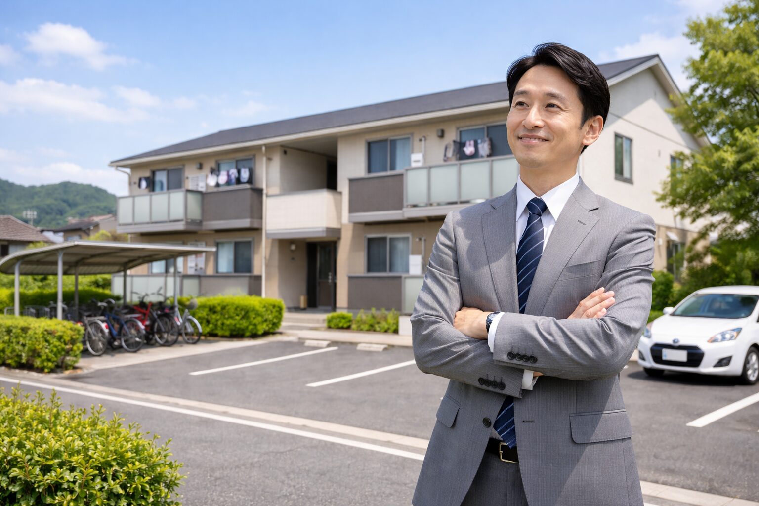 アパートを視察するオーナー